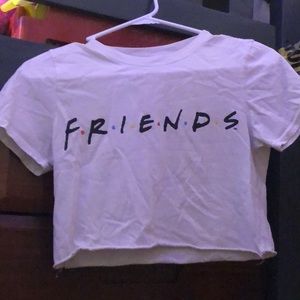 White friends crop top